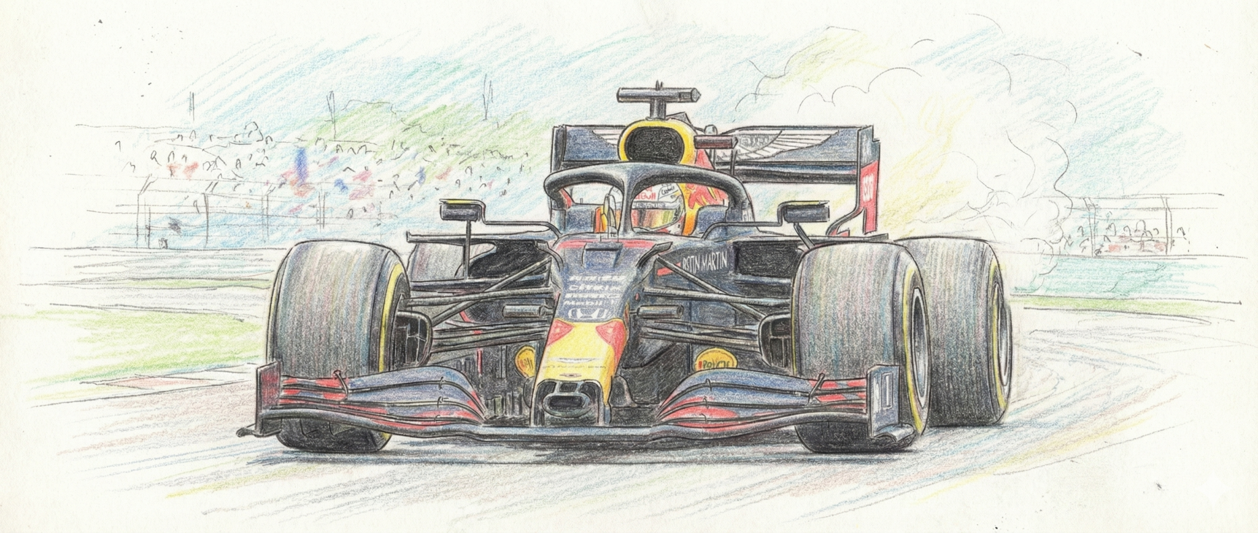 F1トラックリミット解説記事のイメージ画像（色鉛筆画風イラスト）