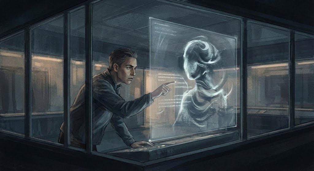 AIに誘導尋問をするイメージ