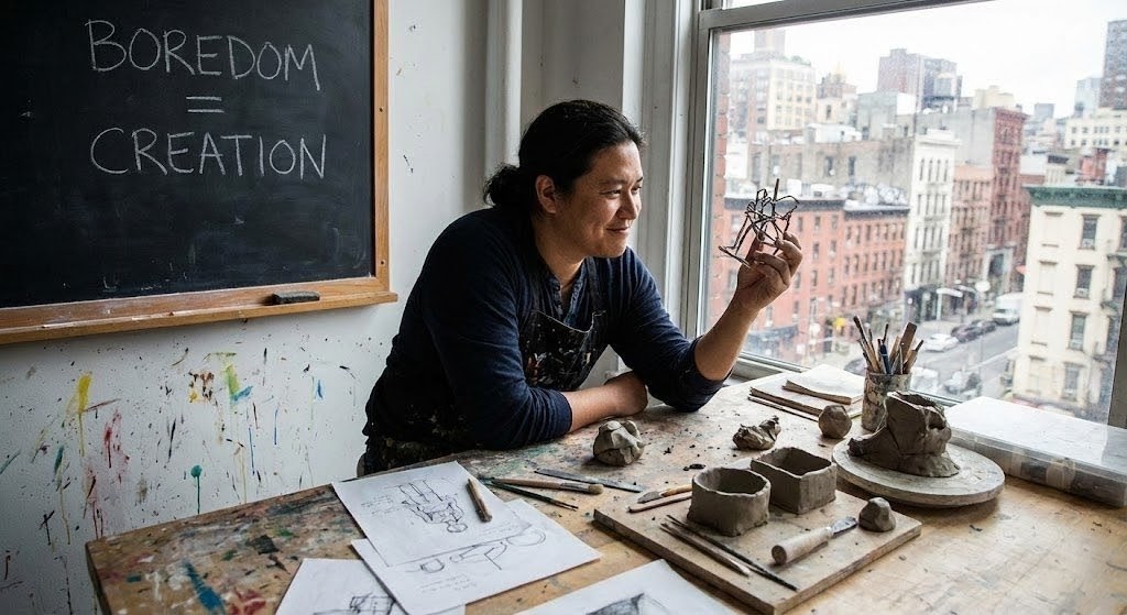 人間が創造心に溢れる存在なのは、退屈することができるからということを象徴する画像